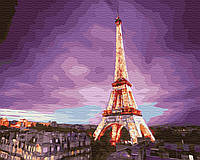 Картина по номерам Эйфелева башня на закате 40х50 см
