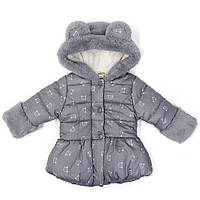 Детская курточка с капюшоном и ушками, курточка для девочки, теплая детская курточка, Серая (20811)