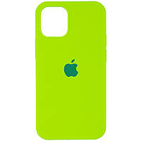 Чехол силиконовый Silicone Case для Apple iPhone 12/12 Pro (6.1) с закрытым низом- (Neon Green) Салатовый