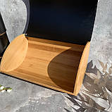 Хлібниця в наборі з 3 баночками для спецій 35.5x25x15.5 см EB-139 Хлібниця дерев'яна з відкидною кришкою Чорна, фото 3