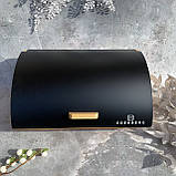 Хлібниця в наборі з 3 баночками для спецій 35.5x25x15.5 см EB-139 Хлібниця дерев'яна з відкидною кришкою Чорна, фото 2