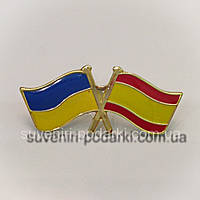 Значок металлический в виде Флагов Украина-Испания