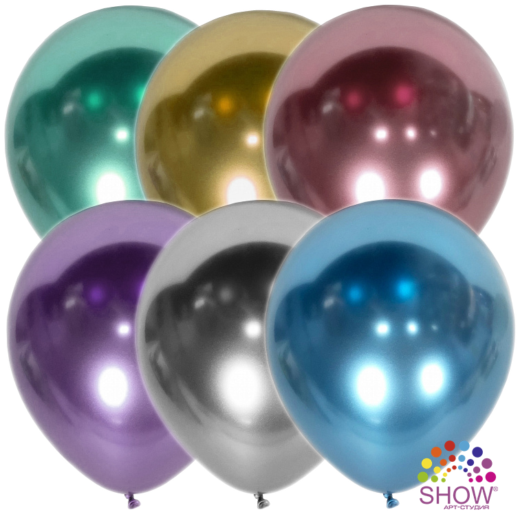 Повітряні латексні кулі "Хром" 12" (30 см) Хром АсортіВ упак:50 шт. Пр-во:"Kalisan" Туреччина