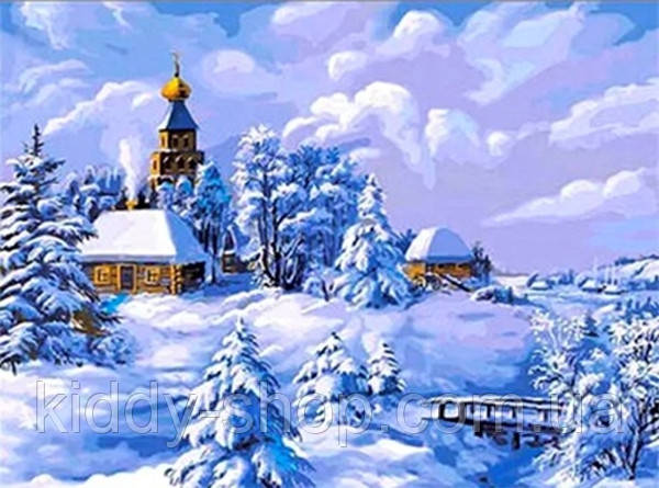 Алмазна вишивка. Картина на підрамнику "Взимку", розмір 40х30 см