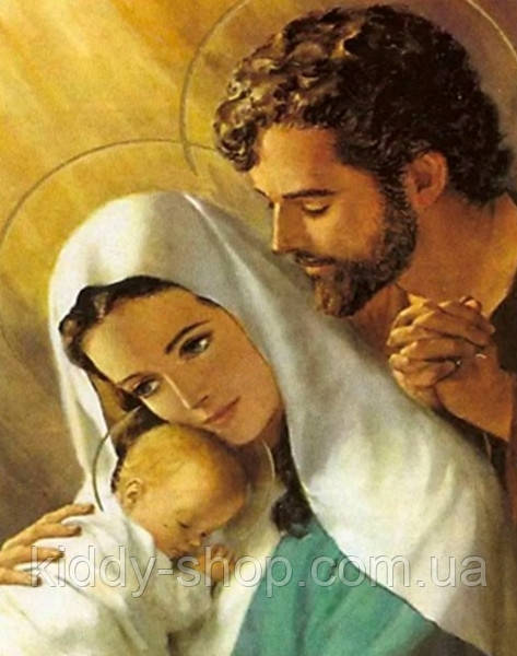 Діамантова мозаїка. Картина на підрамнику "Свята родина", розмір 40х30 см, фото 1