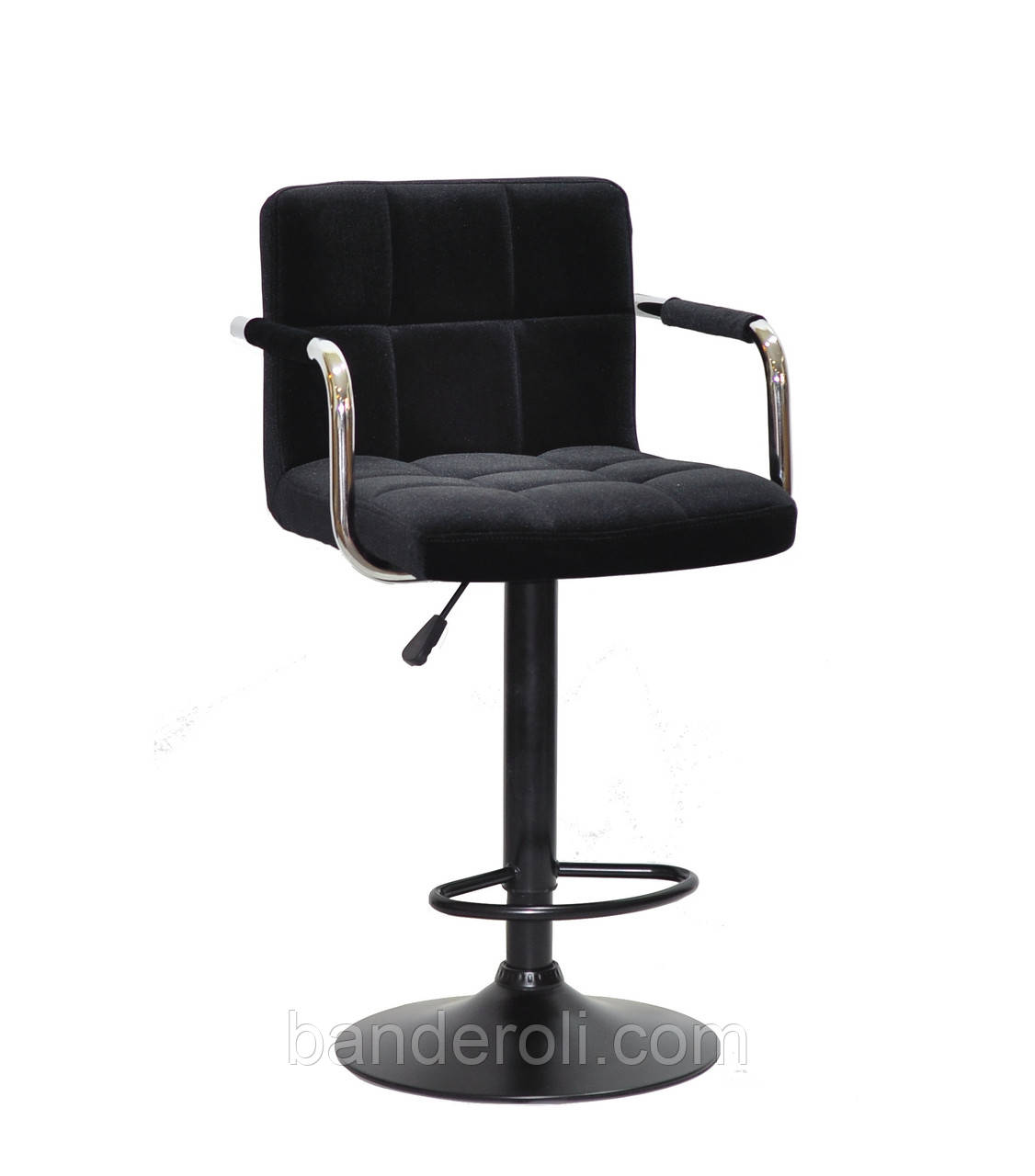 Барне крісло Arno Arm BAR BK-Base чорний оксамит В-1003 з підніжкою і підлокітниками, з регулюванням висоти, фото 1