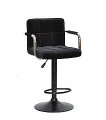 Барне крісло Arno Arm BAR BK-Base чорний оксамит В-1003 з підніжкою і підлокітниками, з регулюванням висоти