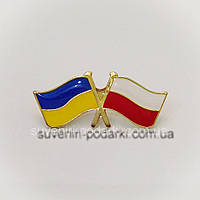 Значок из металла два флага Украина-Польша