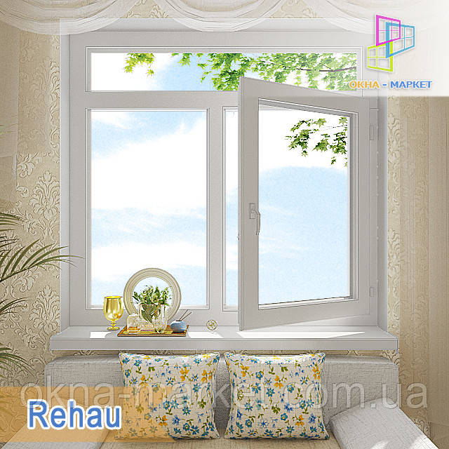 Пластикове вікно з фрамугою Rehau 60, фото 1