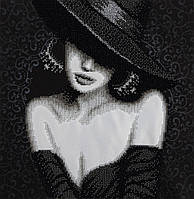 Набор для вышивки бисером " Леди " красавица, девушка, сексуальная, шляпа, стиль частичная выкладка 26х26 см