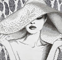 Набір для вишивання бісером Леді красуня дівчина сексуальний капелюх стиль Чеський Бісер 26х26 см ТН-0847