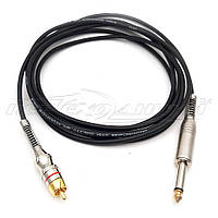 Кабель jack 6.3 mm to 1RCA металл ,Silver ( высокое качество ), в экране