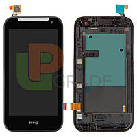 Дисплей модуль тачскрин HTC Desire 310 черный 128 x 635 mm в рамке синего цвета
