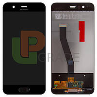 Дисплей модуль тачскрин Huawei P10 черный со шлейфом сканера отпечатка пальца