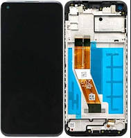 Дисплей модуль тачскрин Samsung A115U Galaxy A11/A115A версия USA 1595 мм черный оригинал в рамке