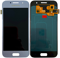 Дисплей модуль тачскрин Samsung A320 Galaxy A3 2017 синий Blue Mist OLED