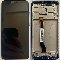 Дисплей модуль тачскрин Xiaomi Redmi Note 8/Note 8 2021 черный оригинал в рамке синего цвета Neptune Blue