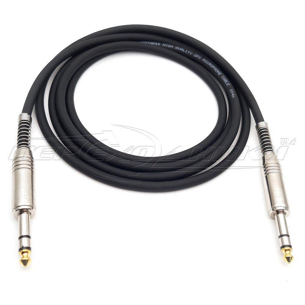 Кабель jack 6.3 mm to jack 6.3 mm стерео, пружина, у екрані