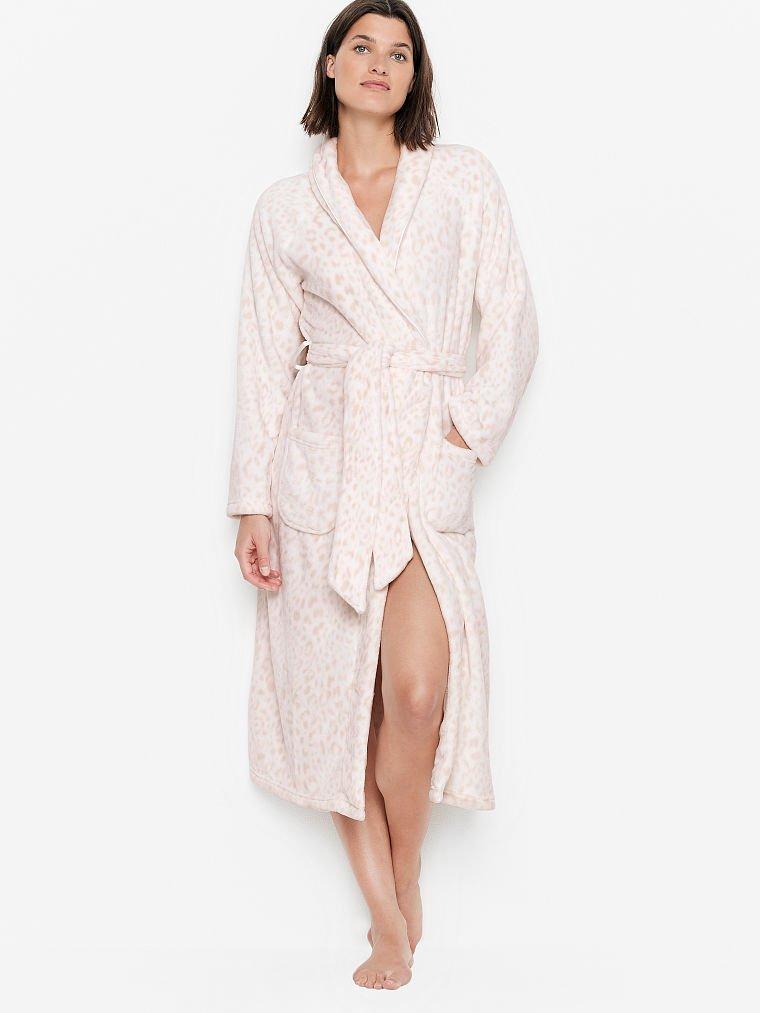 Плюшевый Длинный Халат Victoria's Secret Plush Long Robe, Леопардовый