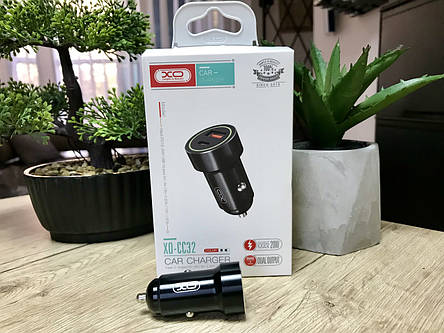 АЗУ XO CC32 адаптер PD / QC3.0 / 20W black Автомобільний зарядний пристрій, фото 2
