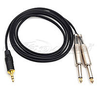 Аудио кабель 3.5 mm стерео to 2*6.3 mm моно jack в экране(премиум качество)