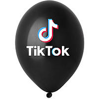 Шар воздушный латексный черный Тик Ток 12" 30 см с рисунком и надписью TikTok Турция Balonevi 1 шт