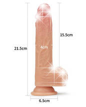 Реалістичний фалоімітатор з вібрацією, ротацією та нагріванням Dual-Layered Platinum Silicone Nature Cock 8.5" Flesh, фото 2