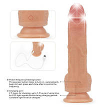 Реалістичний фалоімітатор з вібрацією, ротацією та нагріванням Dual-Layered Platinum Silicone Nature Cock 8.5" Flesh, фото 4