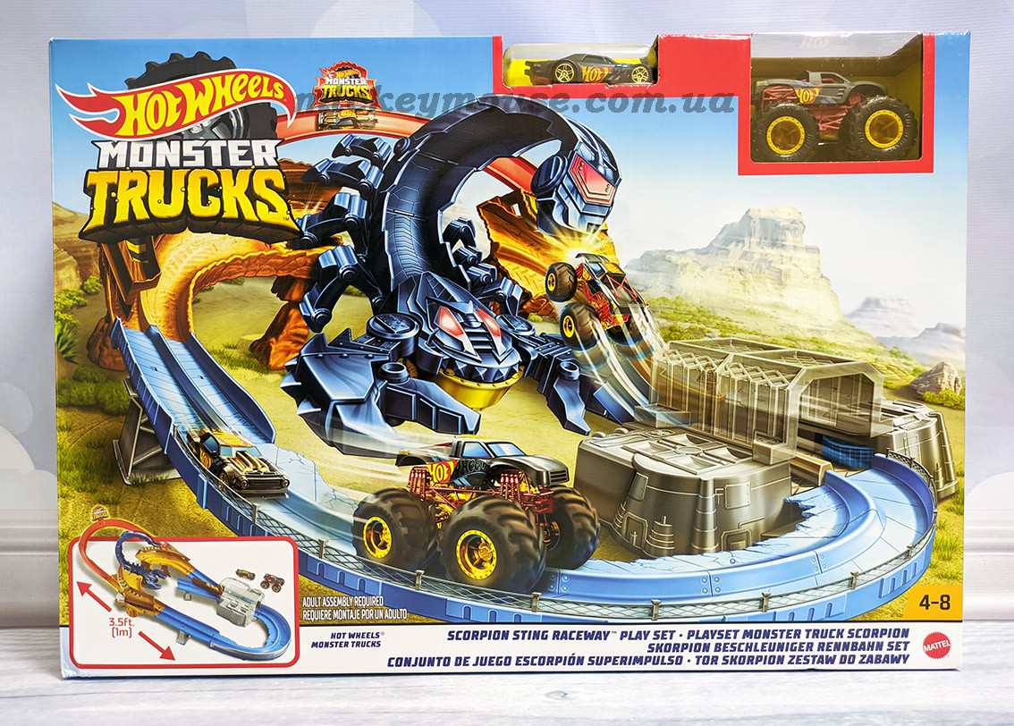 Трек Хот Вілс Жало скорпіона серії Monster Trucks Hot Wheels Monster Trucks Scorpion Raceway Boosted Set GNB05