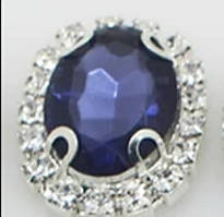 Камінь в сріблястій оправі 2*1,5 см темно-синій