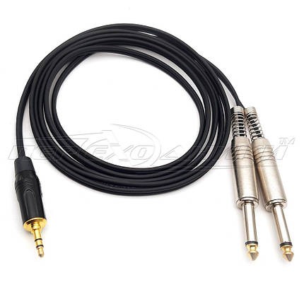 Аудіокабель 3.5 mm стерео to 2*6.3 mm моно jack у екрані (преміум'якість), фото 1