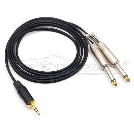 Аудіокабель 3.5 mm стерео to 2*6.3 mm моно jack у екрані (преміум'якість), фото 3