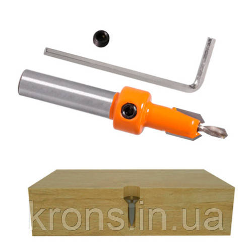 Набір з 5 зенківок зі свердлом 2.8-4мм по дереву, циліндричних, фото 1