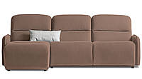 Угловой диван Лас-Вегас с оттоманкой в ткани, французская раскладушка, коричневый