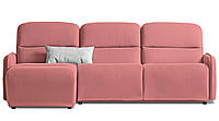 Угловой диван Лас-Вегас с оттоманкой в ткани, французская раскладушка, красный