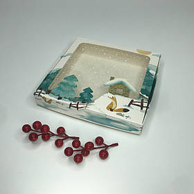 Коробка для подарунка, 200*200*30 мм, з вікном, "Зимова казка"