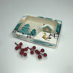 Коробка для пряника, 200*150*30 мм, з вікном, "Зимова казка"