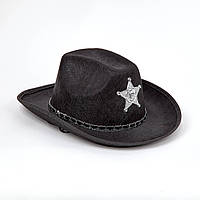 Маскарадна доросла капелюх Шериф чорного кольору на новорічні свята, корпоративи, костюмовані бали