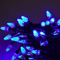 Гірлянда конус 100 LED чорний провід колір синій