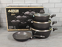 Набор казанов (кастрюль) с мраморным покрытием Benson BN-344 Набор кухонной посуды 7 предметов