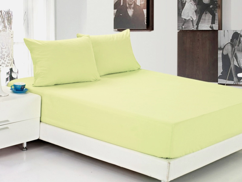 Простирадло на гумці 160х200х25 бавовняне салатове