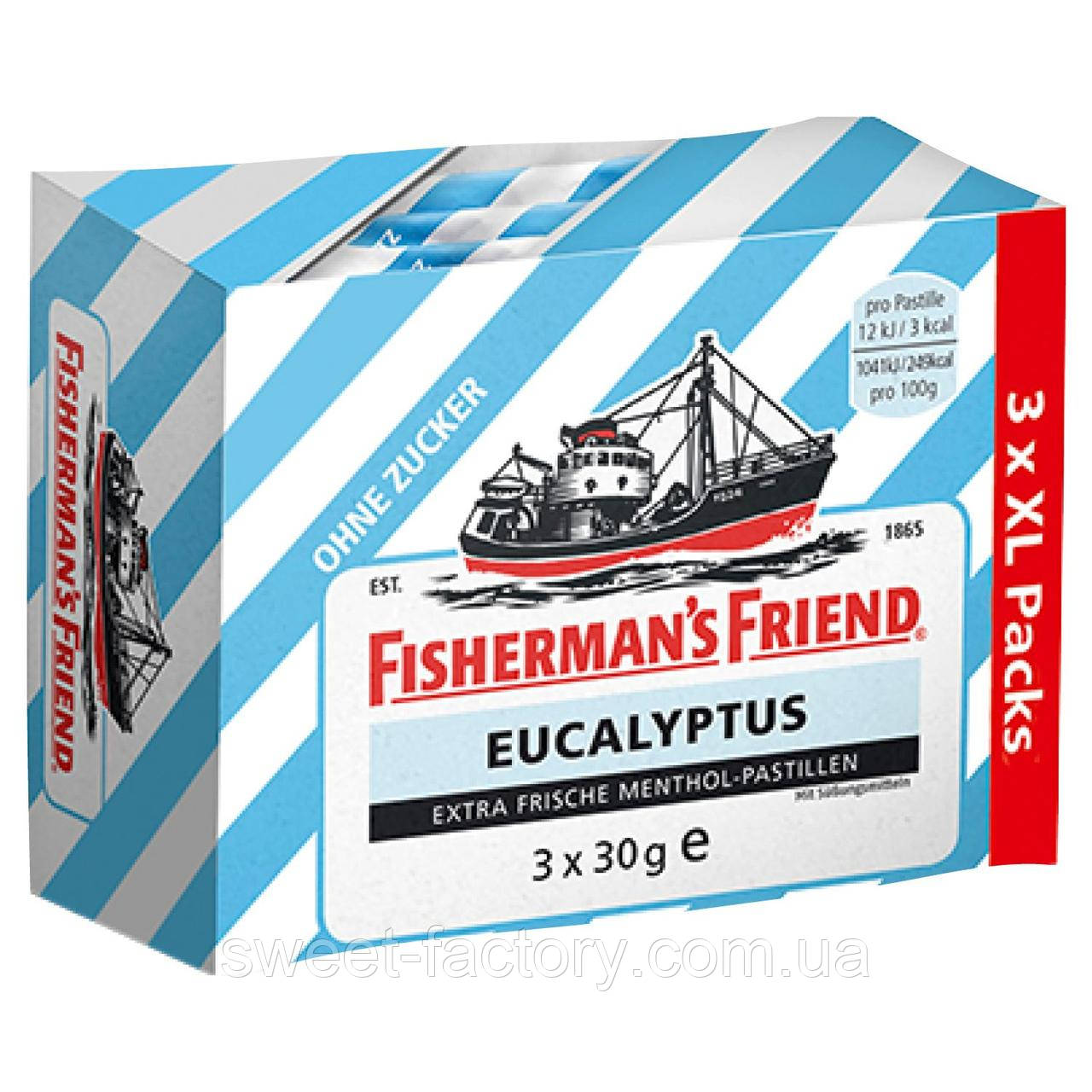 Пастилки Fisherman's Friend Eucalyptus Sugar free 3s 90g