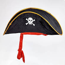 Дитячий капелюх Пірат м'яка з черепом і червоною стрічкою на новорічні ранки