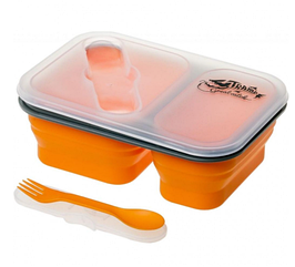 Контейнер Tramp 2 відсіки силіконовий 900 мл з ловилкою помаранч