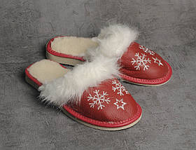 Жіночі тапочки "Сніжинка" з опушкою, теплі кімнатні тапочки, кімнатне взуття, розмір 36