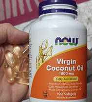 Кокосове масло NOW Virgin Coconut Oil 1000 mg 120 капс гел, фото 3