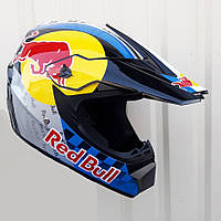 Кроссовый мото шлем Red Bull + очки перчатки и маска в подарок