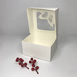 Коробка для бенто-торта, 170*170*90 мм, з вікном "метелик", біла, фото 2