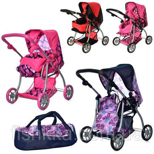 Коляска для ляльки 9672 Melogo чорно-червона h = 62 cm, 2 в 1, класика
