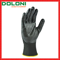 Перчатки рабочие трикотажные с нитриловым шипованным покрытием Doloni D-Oil черные 4522